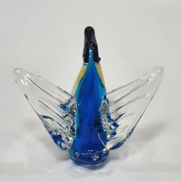Diamond Star 5" Art Glass Bird Figurine Blue and Yellow Decor - Picture 2 of 8